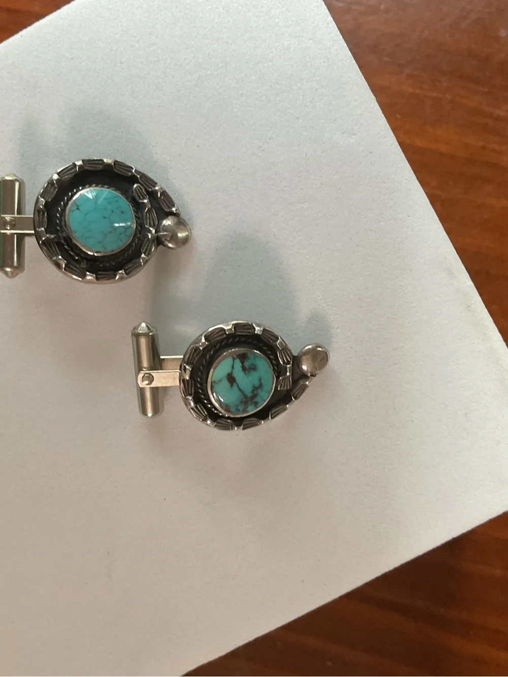 Vintage Sterling Turquoise Native American CuffLinks